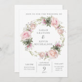 Faire-part de mariage d'aquarelle florale de print (Devant / Derrière)