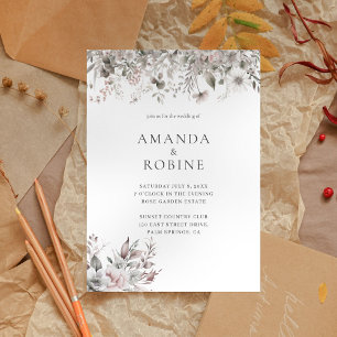 Faire-part de mariage d'aquarelle florale minimali