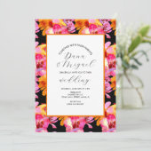 Faire-part de mariage d'aquarelle florale orange v (Debout devant)