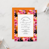 Faire-part de mariage d'aquarelle florale orange v (Devant/Arrière en situation)