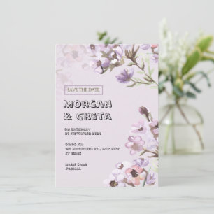 Faire-part de mariage d'aquarelle florale pourpre