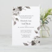 Faire-part de mariage d'aquarelle florale Sepia (Debout devant)