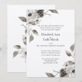 Faire-part de mariage d'aquarelle florale Sepia (Devant / Derrière)