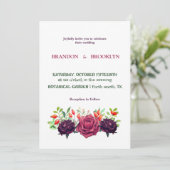 Faire-part de mariage d'aquarelle florale violet l (Debout devant)