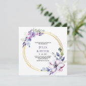 Faire-part de mariage d'aquarelle florale violet m (Debout devant)