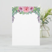 Faire-part de mariage d'aquarelle florale violet v (Debout devant)