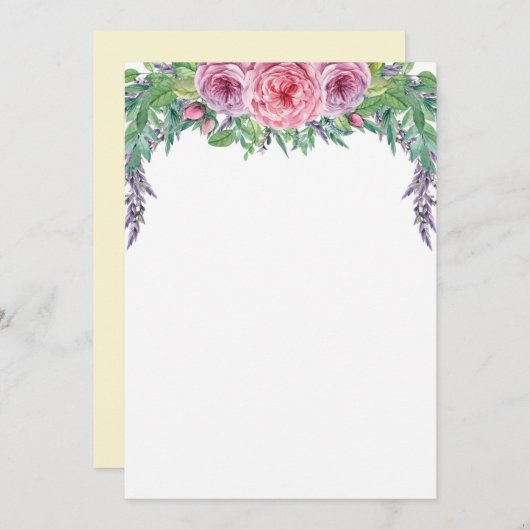 Faire-part de mariage d'aquarelle florale violet v (Devant / Derrière)