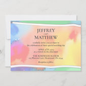 Faire-part de mariage d'aquarelle gay Rainbow Lesb (Devant)