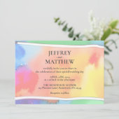 Faire-part de mariage d'aquarelle gay Rainbow Lesb (Debout devant)