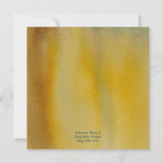 Faire-part de mariage d'aquarelle Gold Art Abstrai (Dos)