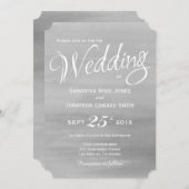 Faire-part de mariage d'aquarelle gris (Devant / Derrière)