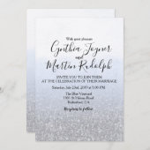 Faire-part de mariage d'aquarelle gris bleu (Devant / Derrière)