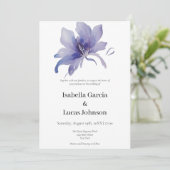 Faire-part de mariage d'aquarelle Iris violet (Debout devant)