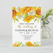 Faire-part de mariage d'aquarelle jaune (Debout devant)