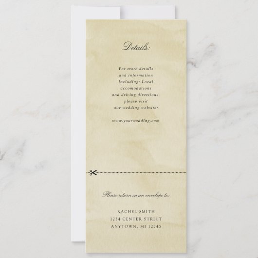 faire-part de mariage d'aquarelle jaune avec rsvp (Dos)