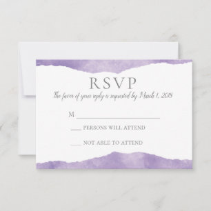 Faire-part de mariage d'aquarelle Lavande RSVP