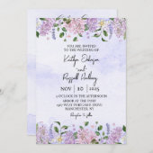 Faire-part de mariage d'aquarelle Lilac (Devant / Derrière)