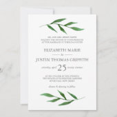 Faire-part de mariage d'aquarelle luxuriante Feuil (Devant)