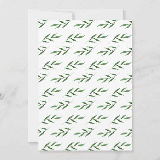 Faire-part de mariage d'aquarelle luxuriante Feuil (Dos)