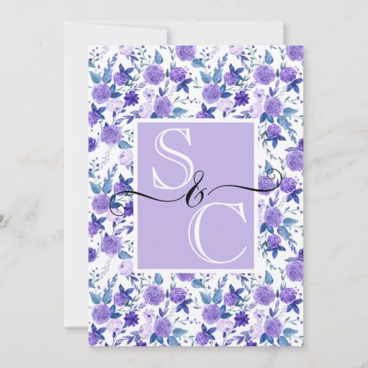 Faire-part de mariage d'aquarelle mignonne violet (Dos)
