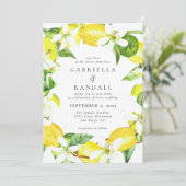 Faire-part de mariage d'aquarelle moderne citron (Debout devant)