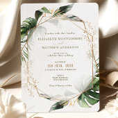 Faire-part de mariage d'aquarelle Monstera Gold