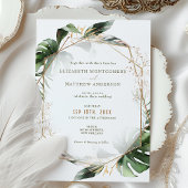 Faire-part de mariage d'aquarelle Monstera Gold