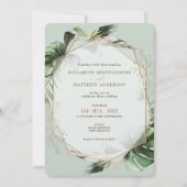 Faire-part de mariage d'aquarelle Monstera Gold (Devant)