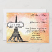 Faire-part de mariage d'aquarelle parisien (Devant)