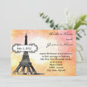 Faire-part de mariage d'aquarelle parisien (Debout devant)