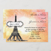 Faire-part de mariage d'aquarelle parisien (Devant / Derrière)