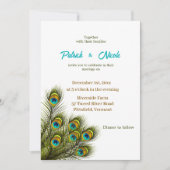 Faire-part de mariage d'aquarelle Peacock (Devant)