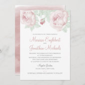 Faire-part de mariage d'aquarelle Peony (Devant / Derrière)