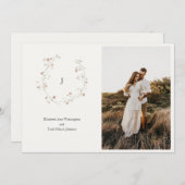 Faire-part de mariage d'aquarelle photo Monogramme (Devant / Derrière)