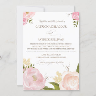 Faire-part de mariage d'aquarelle romantique