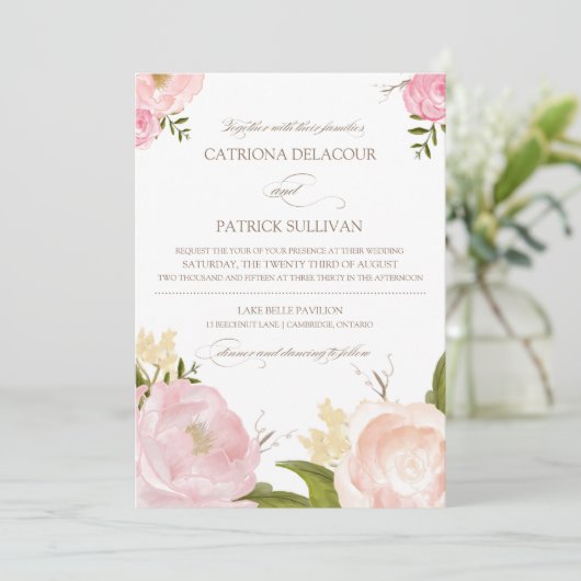 Faire-part de mariage d'aquarelle romantique (Debout devant)