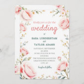 Faire-part de mariage d'aquarelle romantique (Devant / Derrière)