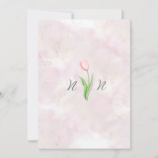 Faire-part de mariage d'aquarelle romantique rose (Dos)