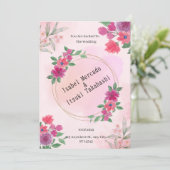 Faire-part de mariage d'aquarelle rose (Debout devant)