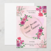 Faire-part de mariage d'aquarelle rose (Devant / Derrière)