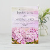 Faire-part de mariage d'aquarelle rose (Debout devant)