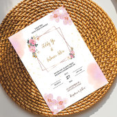 Faire-part de mariage d'aquarelle rose