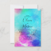 Faire-part de mariage d'aquarelle rose (Devant)