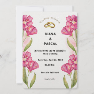 Faire-part de mariage d'aquarelle rose crème