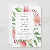 Faire-part de mariage d'aquarelle Rose de crème mo (Devant)