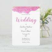 Faire-part de mariage d'aquarelle rose et or (Debout devant)