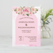 Faire-part de mariage d'aquarelle rose Fleurs (Debout devant)