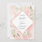 Faire-part de mariage d'aquarelle rose pâle (Devant)