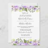 Faire-part de mariage d'aquarelle Rose violet (Devant)