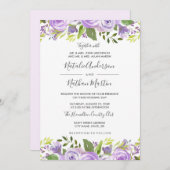 Faire-part de mariage d'aquarelle Rose violet (Devant / Derrière)